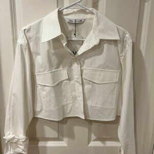 Zara Cropped Button Up Blouse - NEW WITH TAGS